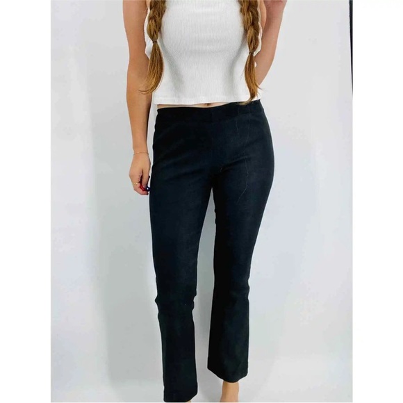 The Row Black Suede Lambskin Bootcut Pants (17) - Picture 1 of 8